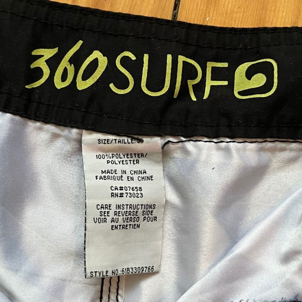 360 SURF Board Shorts Men's Size 36 Black White Checkerboard  Print